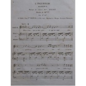 ALLART Ag. L'Inquiétude Chant Piano ou Harpe ca1820