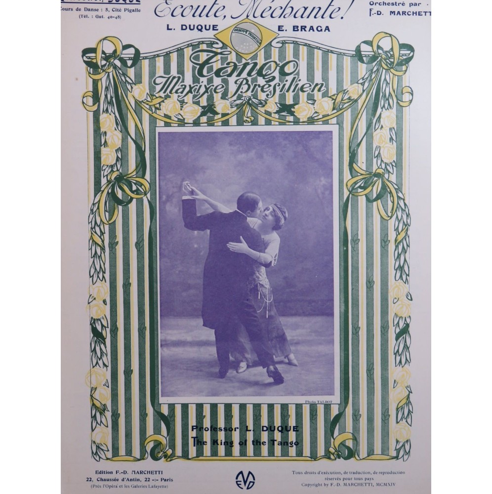 DUQUE L. BRAGA E. Écoute Méchante Tango Brésilien Piano 1913