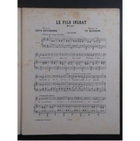 BLANGINI Théodore fils Le fils ingrat Chant Piano ca1875