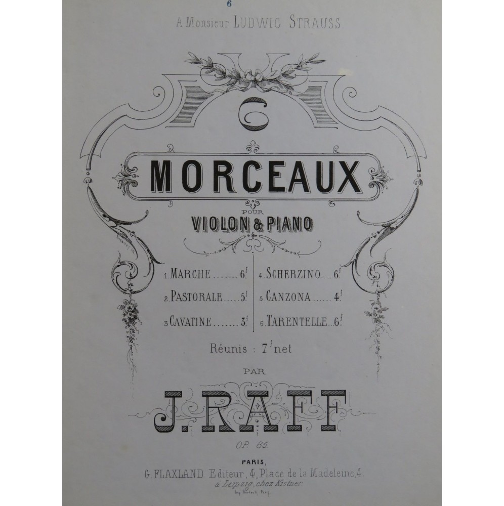 RAFF Joachim Tarentelle op 85 Piano Violon ca1869