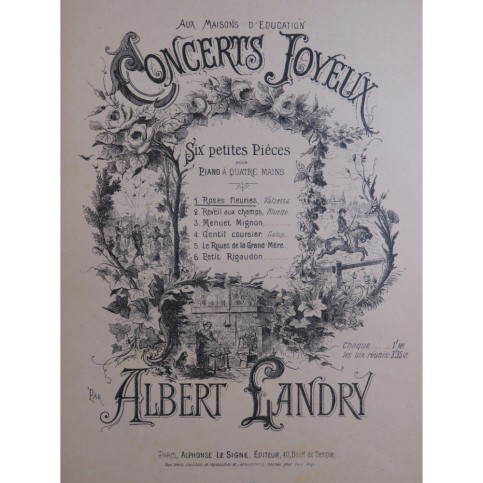 LANDRY Albert Roses Fleuries Valzetta Piano 4 mains