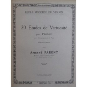 PARENT Armand Etudes de Virtuosité Cahier No 3 Violon Piano 1927