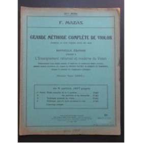 MAZAS F. Grande Méthode Complète de Violon 1ère Partie Violon 1937
