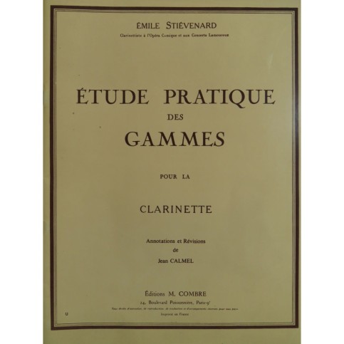 STIÉVENARD Émile Étude Pratique des Gammes Clarinette