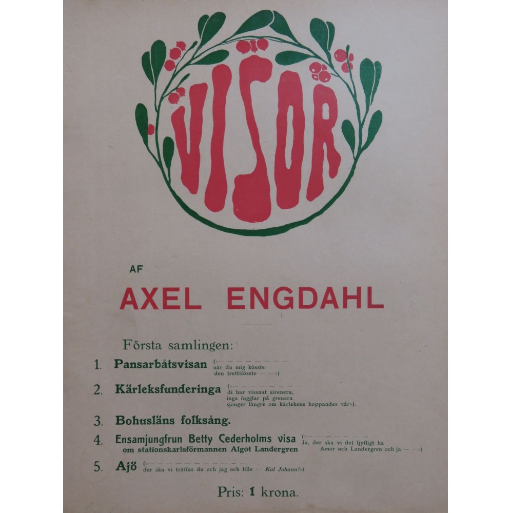 Visor af Axel Engdahl 5 Pièces Chant Piano ca1918