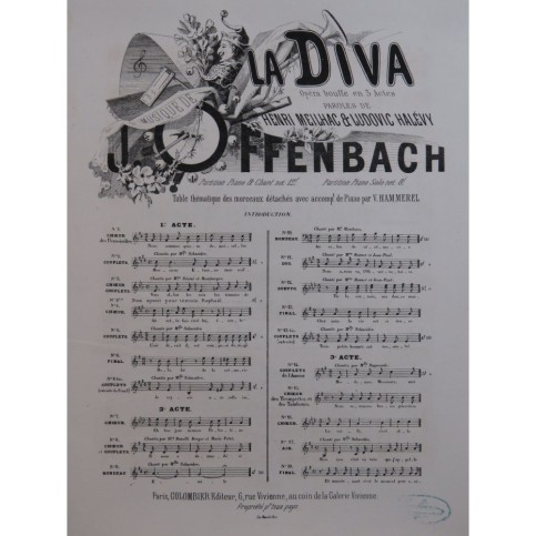 OFFENBACH Jacques La Diva No 3 Chant Piano 1869