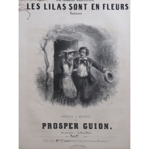 GUION Prosper Les Lilas sont en Fleurs Dédicace Chant Piano ca1840
