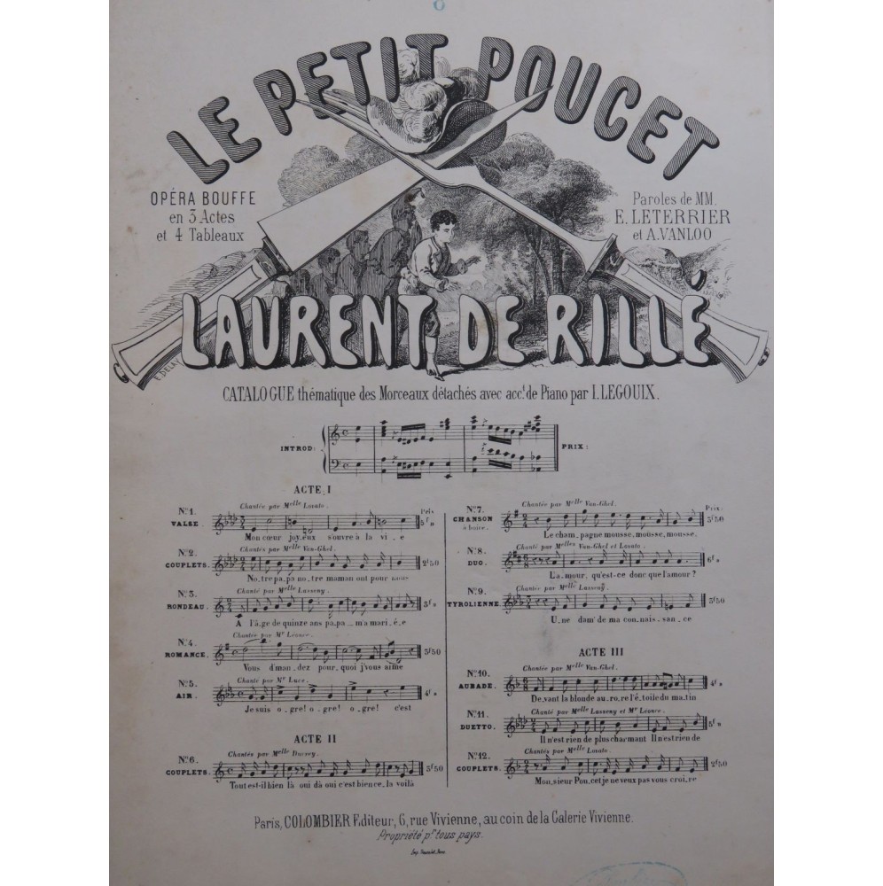 DE RILLÉ Laurent Le Petit Poucet No 8 Chant Piano ca1870