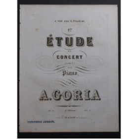 GORIA Alexandre Étude de Concert Piano XIXe siècle