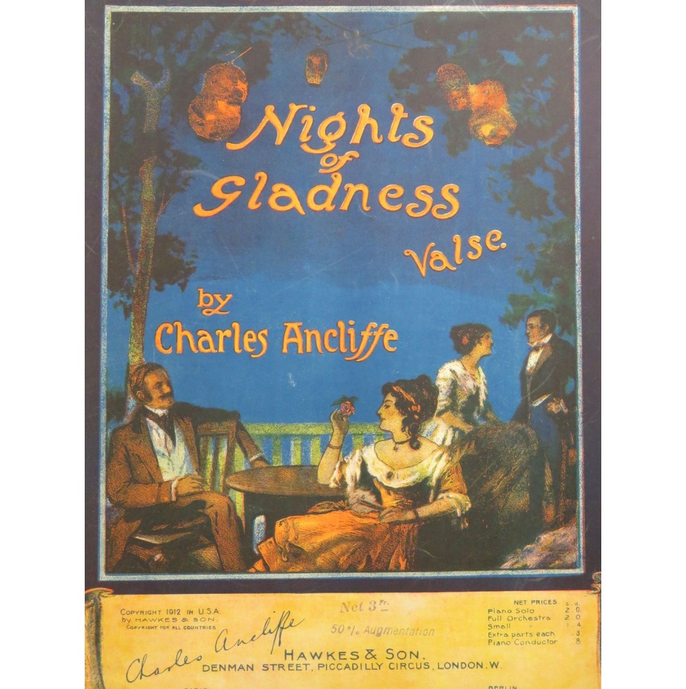 ANCLIFFE Charles Nights Of Gladness Piano 1912