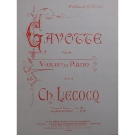 LECOCQ Charles Gavotte Violon Piano 1907