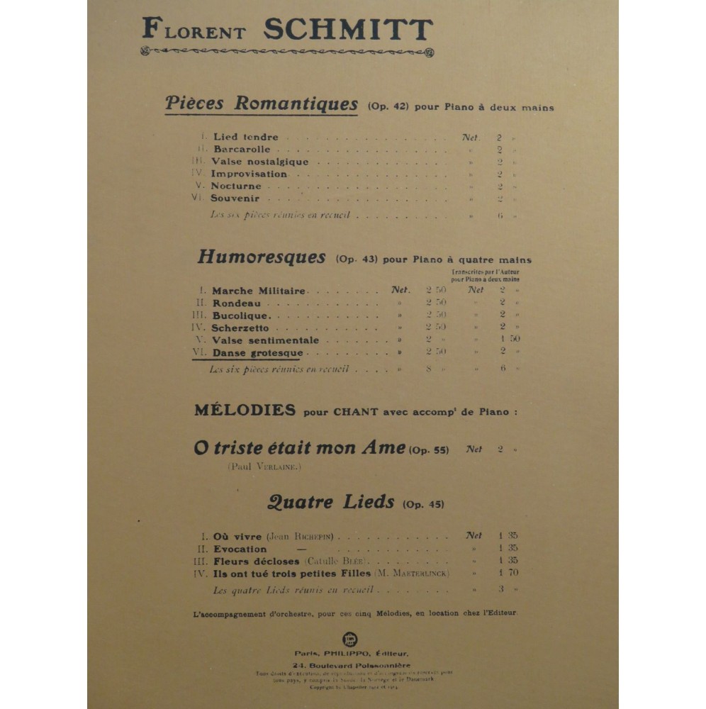 SCHMITT Florent Danse grotesque Piano 1913