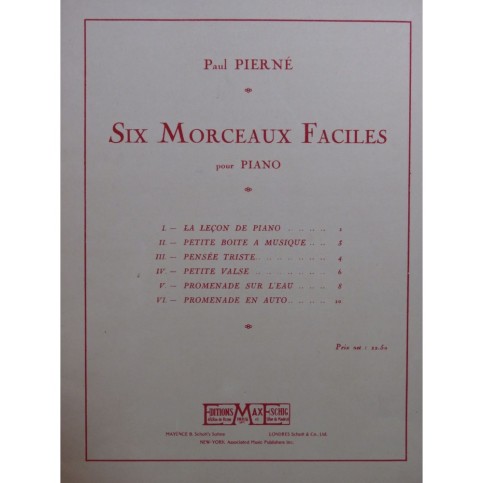 PIERNÉ Paul Six Morceaux faciles Piano 1938