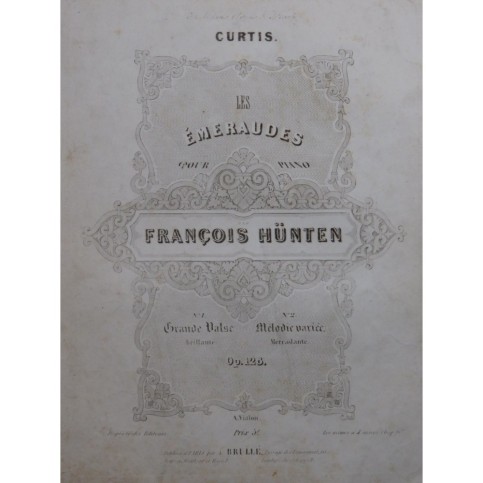HÜNTEN François Les Émeraudes No 2 Piano ca1840