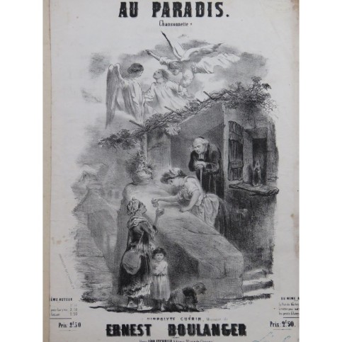 BOULANGER Ernest Au Paradis Piano Chant ca1850