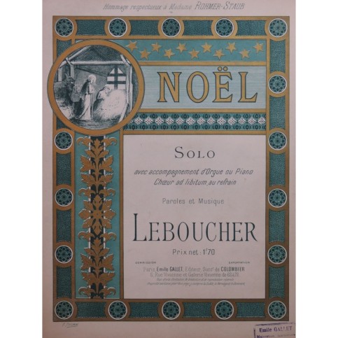 LEBOUCHER Noël Chant Piano ou Orgue ca1899