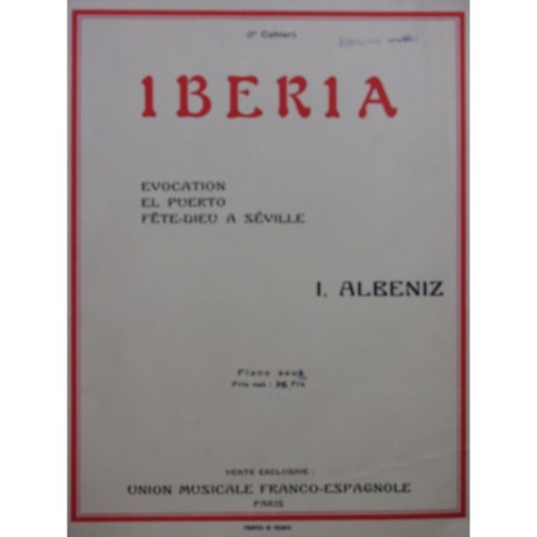 ALBENIZ Isaac Iberia Cahier No 1 Piano