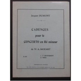 DUMONT Jacques Cadences Concerto en Ré min Mozart Piano