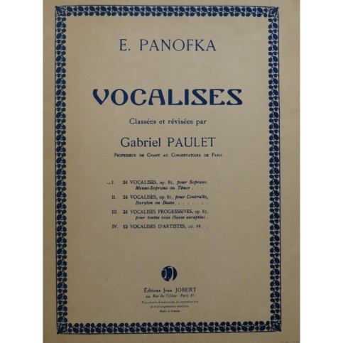 PANOFKA E. 24 Vocalises Chant Piano