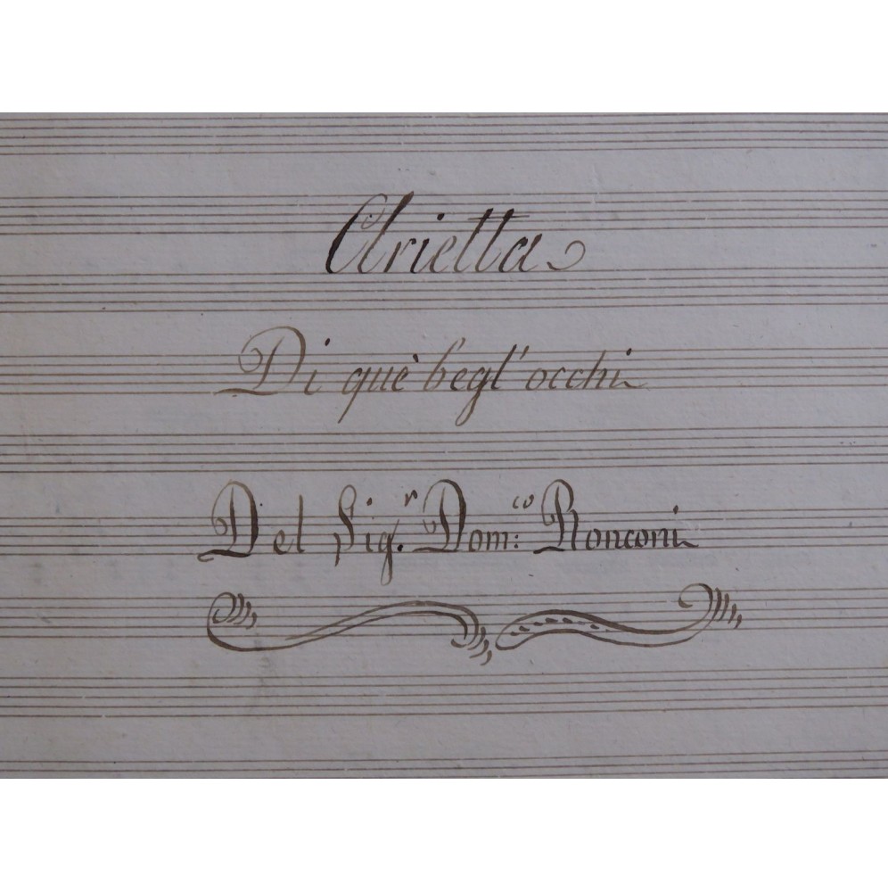 RONCONI Domenico Arietta Manuscrit Chant Piano ca1800