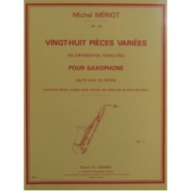 MÉRIOT Michel Vingt-huit Pièces Variées Dédicace Saxophone 1985