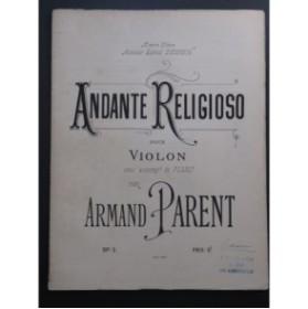 PARENT Armand Andante Religioso Violon Piano 1891