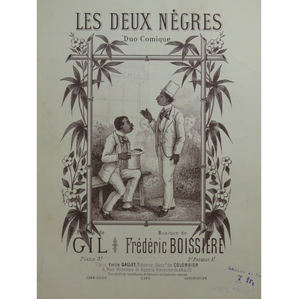 BOISSIÈRE Frédéric Les deux nègres Chant Piano ca1898
