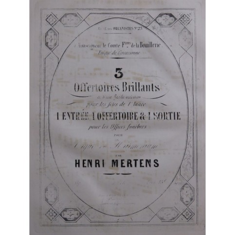 MERTENS Henri Six Pièces pour Orgue ou Harmonium ca1860