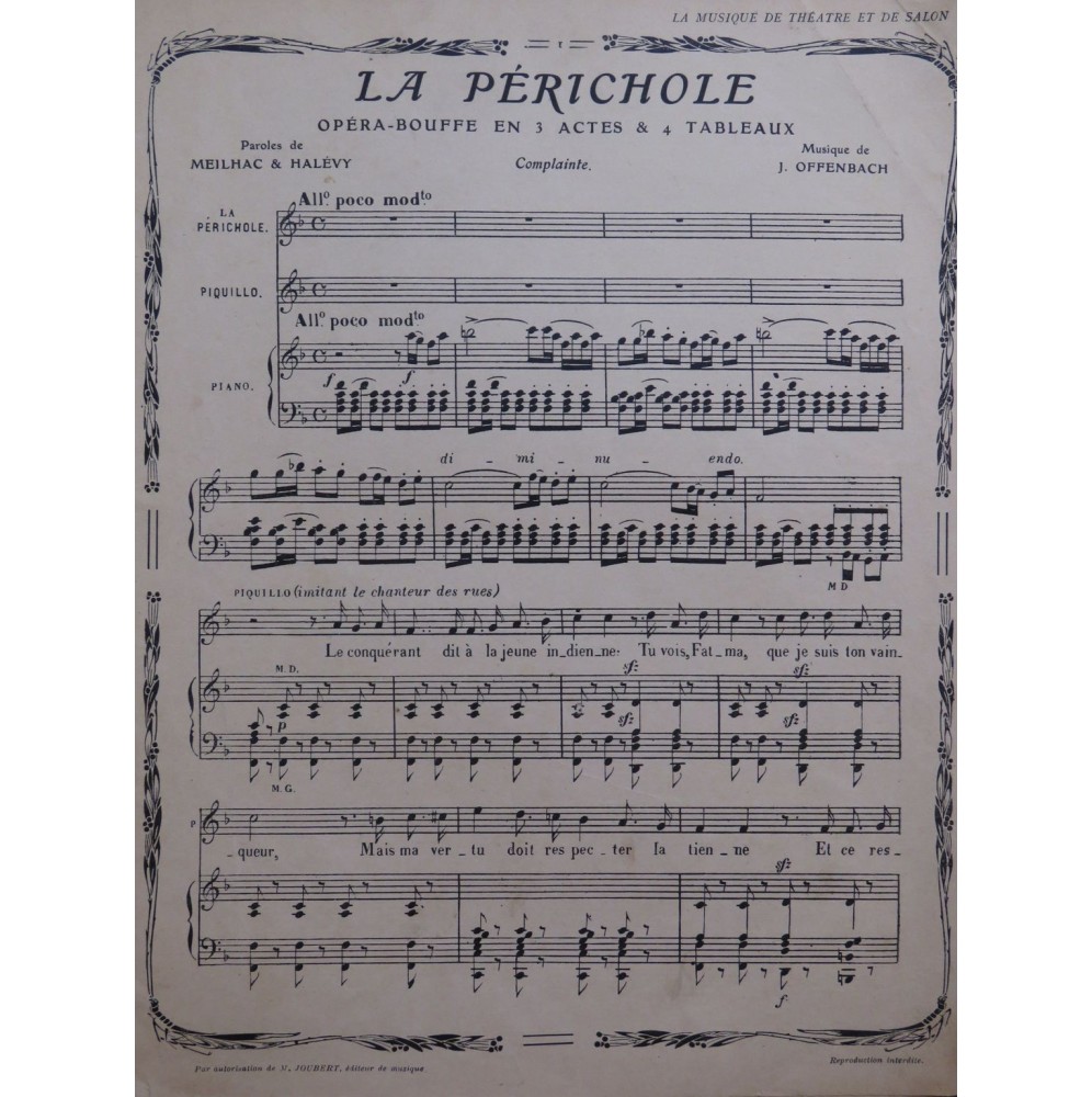 OFFENBACH Jacques La Périchole Extraits Chant Piano