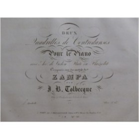 TOLBECQUE J. B. Quadrille No 2 Zampa Piano ca1835