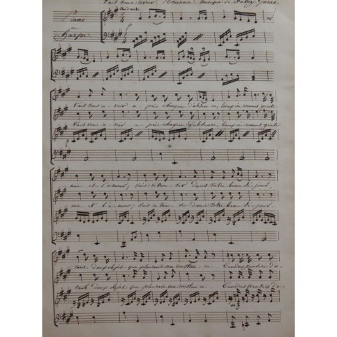 FABRY-GARAT Vais Vous Revoir Manuscrit Chant Piano ca1830