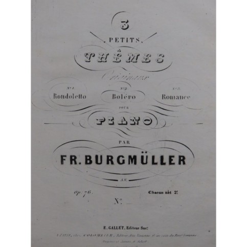 BURGMÜLLER Frédéric Boléro Piano ca1890