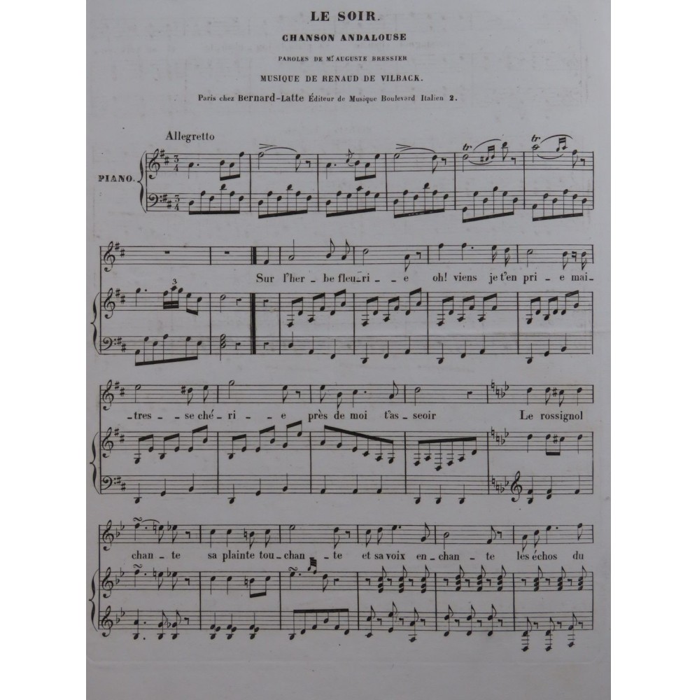 DE VILBAC Renaud Le Soir Chant Piano ca1840