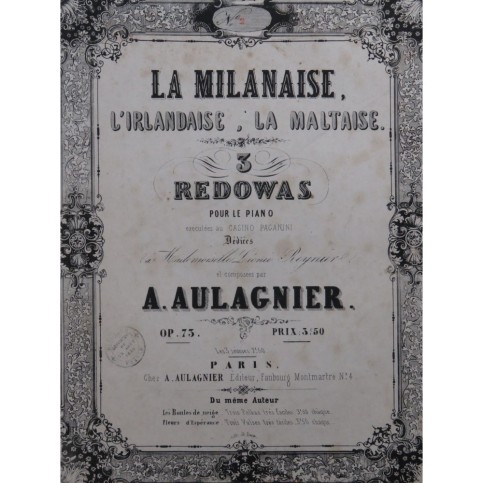 AULAGNIER A. L'Irlandaise Piano ca1850