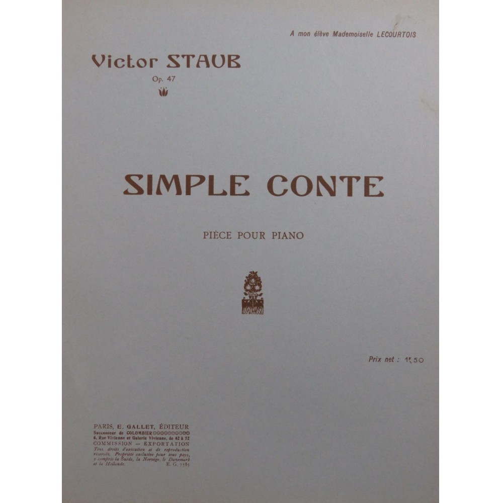 STAUB Victor Simple Conte Piano 1935