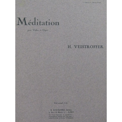 VEISTROFFER H. Méditation Violon Orgue 1925