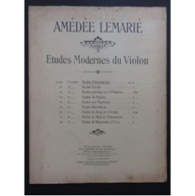 LEMARIÉ Amédée Etudes Elémentaires op 80 Violon 1912