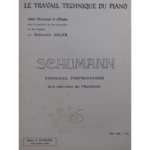 SCHUMANN Robert Exercices Préparatoires Caprices Paganini Piano 1916