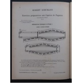 SCHUMANN Robert Exercices Préparatoires Caprices Paganini Piano 1916