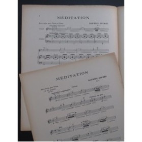 BEURÉE Maurice Méditation Violon Piano ca1913