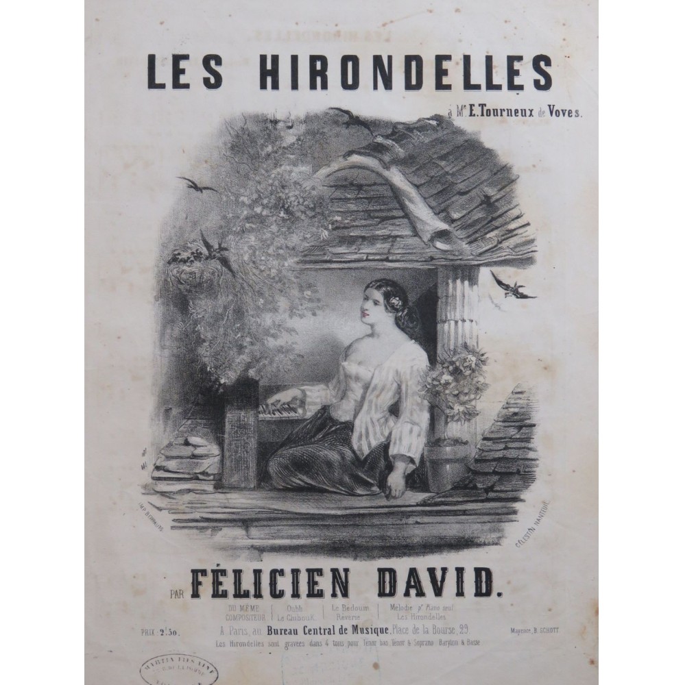 DAVID Félicien Les Hirondelles Nanteuil Chant Piano ca1840