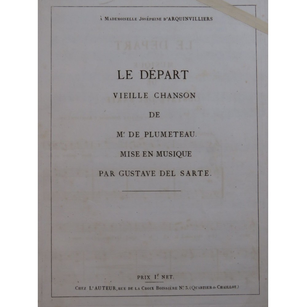 DEL SARTE Gustave Le Départ Chant Piano ca1840