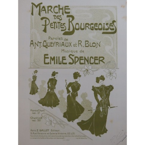 SPENCER Émile Marche des Petites Bourgeoises Chant Piano ca1903
