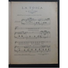 PUCCINI Giacomo La Tosca Solo Cavaradossi Chant Piano 1903