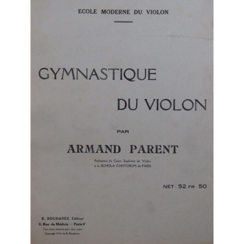 PARENT Armand Gymnastique du Violon