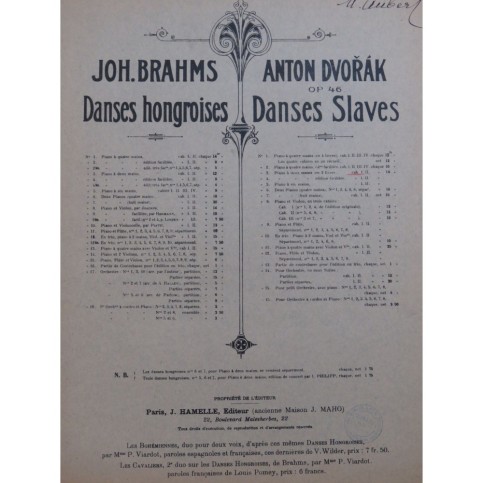 DVORAK Anton Danses Slaves op 46 No 1 à 4 Piano