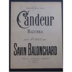 BALONCHARD Savin Candeur Mazurka Piano ca1895