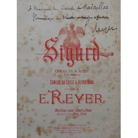 REYER Ernest Sigurd Opera Dedicace Chant Piano 1884