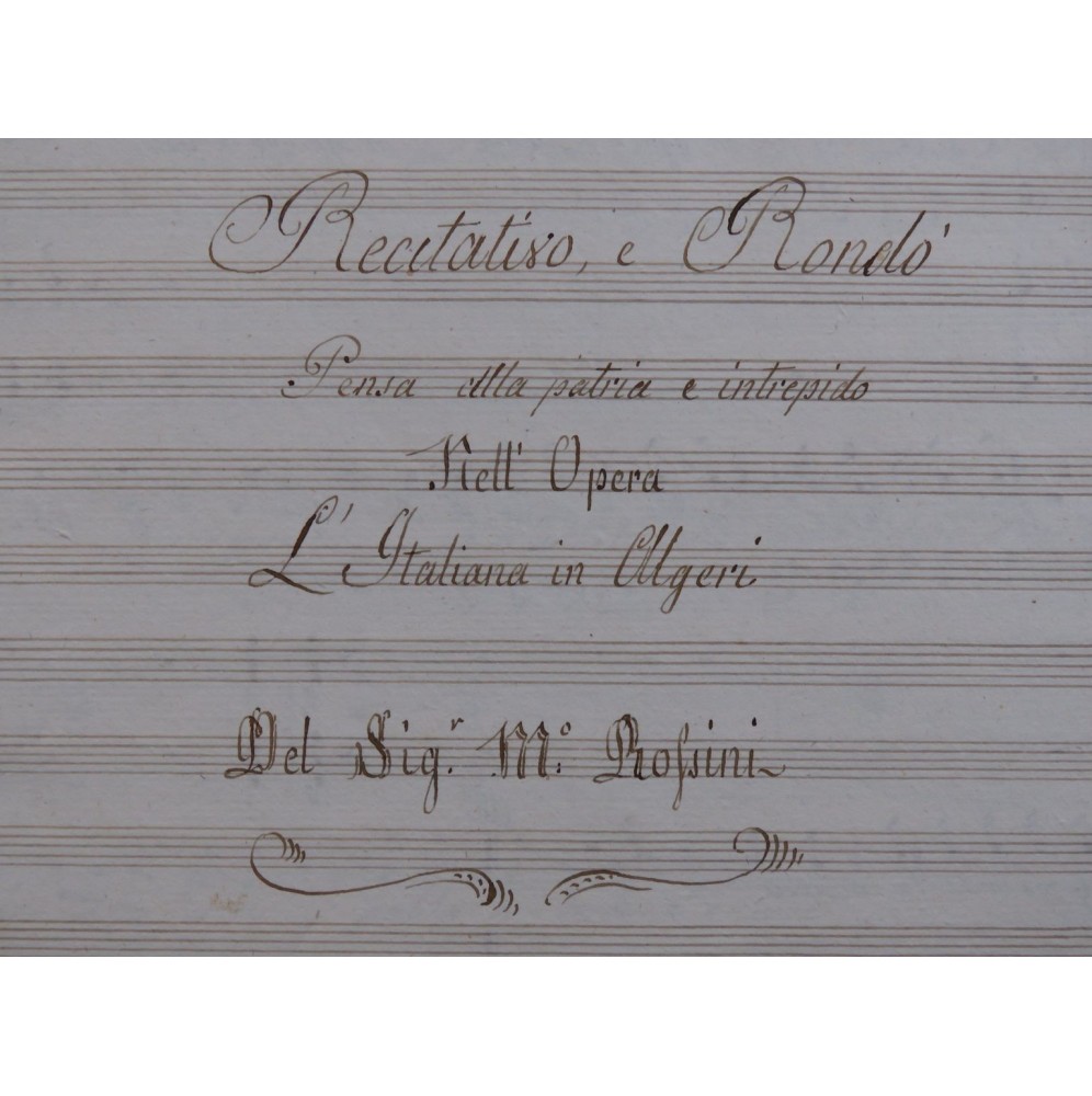 ROSSINI G. Il L'Italiana in Algeri Recitativo e Rondo Chant Piano ca1830