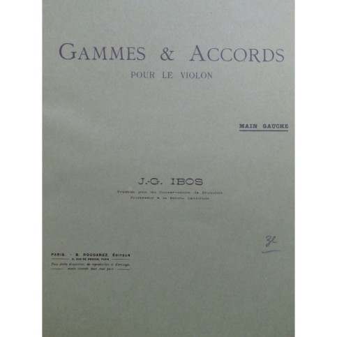 IBOS J.-G. Gammes et Accords Cahier No 3 Main gauche Violon 1918